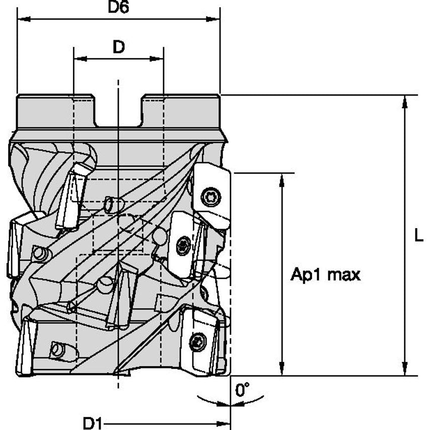 M1HR150ED10S075Z5L200C20 Mill 1-10 Helical Shell Mill D