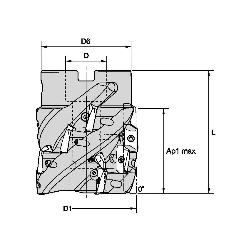 M1HR250E14S100Z3L300C12 2.50 3 Flute 4 High Shell Mill