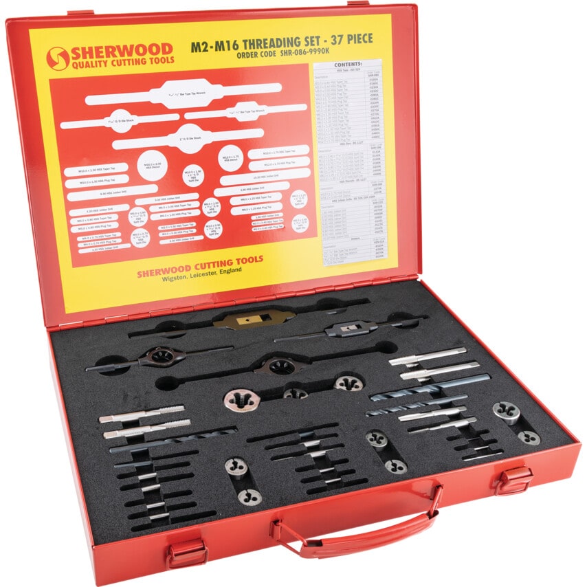 M2-M16 37-Pce HSS Threading Set in Case