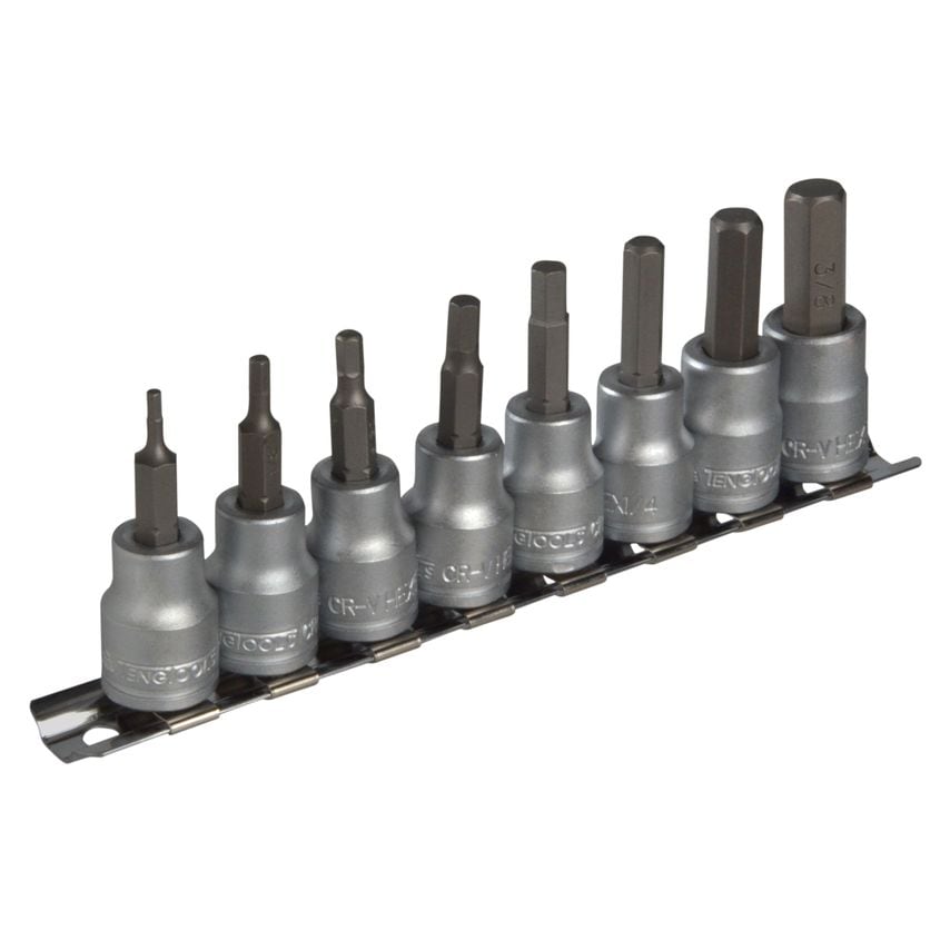 M3811 Socket Clip Rail AF Hex Set of 8 3/8in Drive