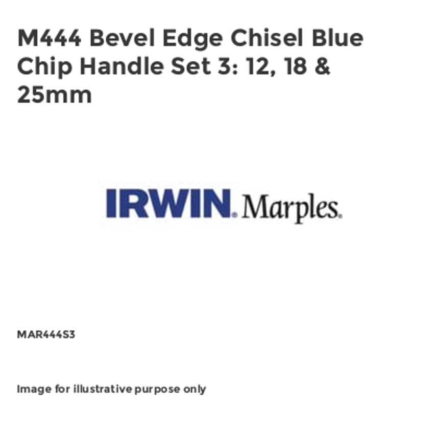 M444 Bevel Edge Chisel Blue Chip Handle Set 3: 12, 18 & 25mm