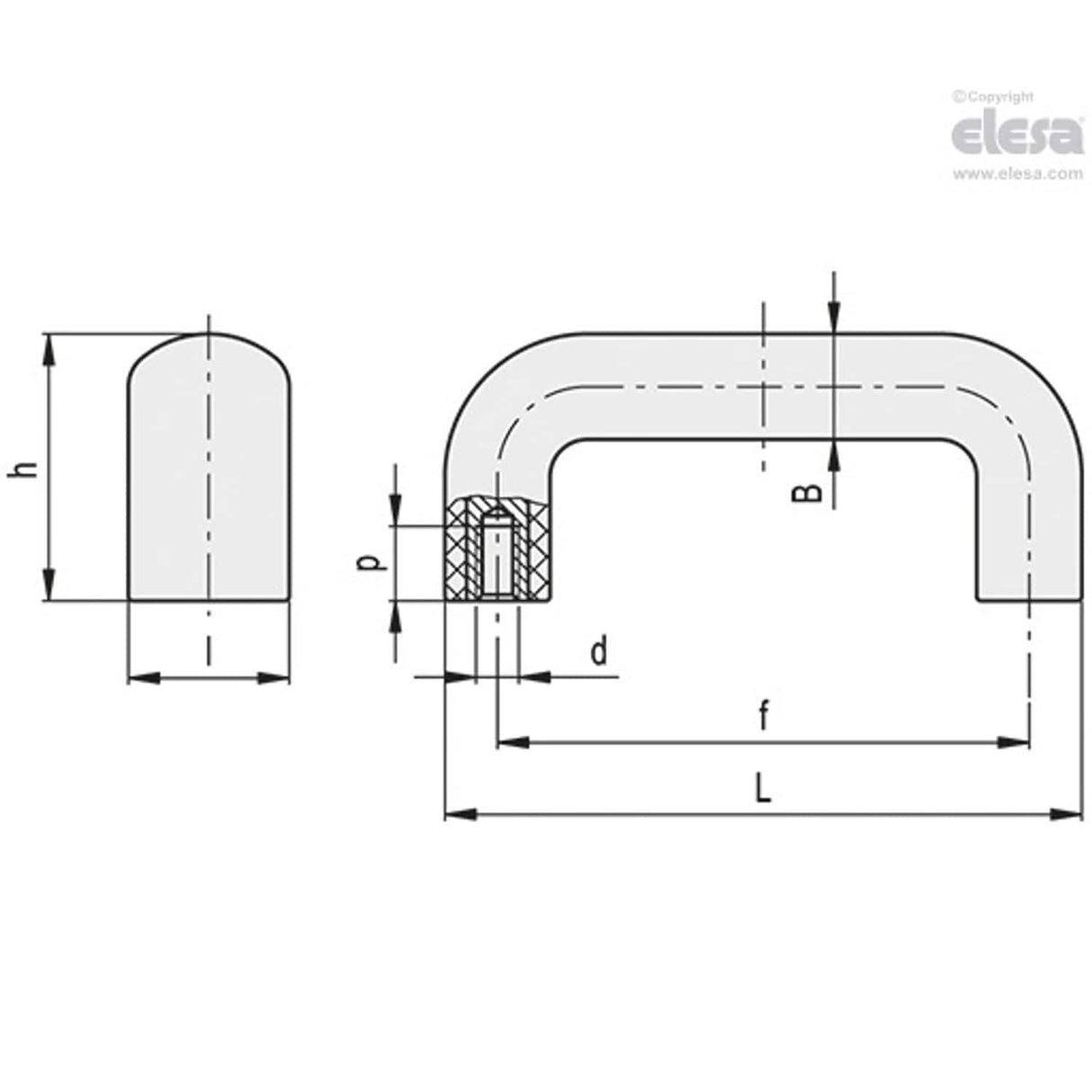 M843 Bridge handles Technopolymer M.843/140 B-M8-C6