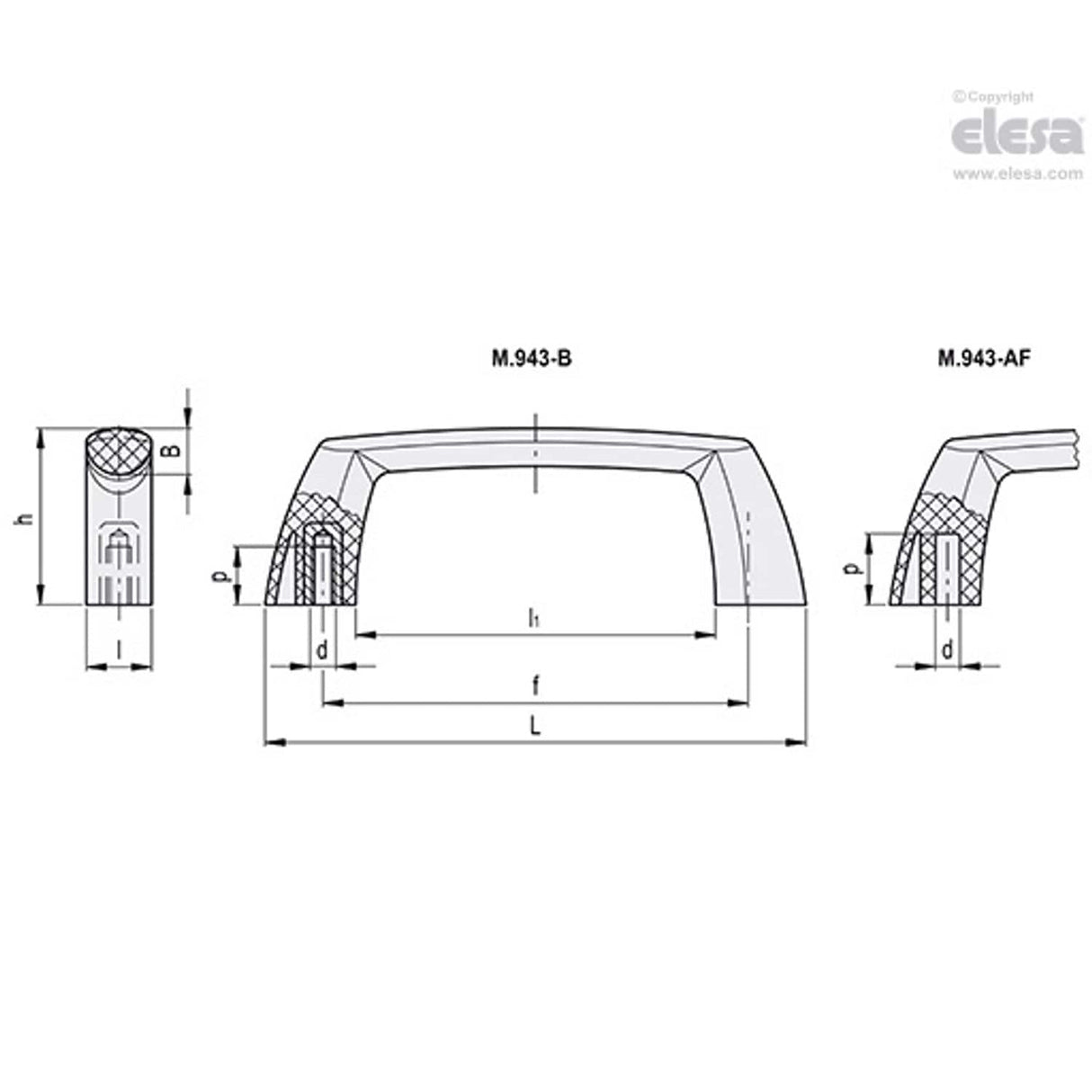 M943 Bridge handles Technopolymer M.943-144-B-M5