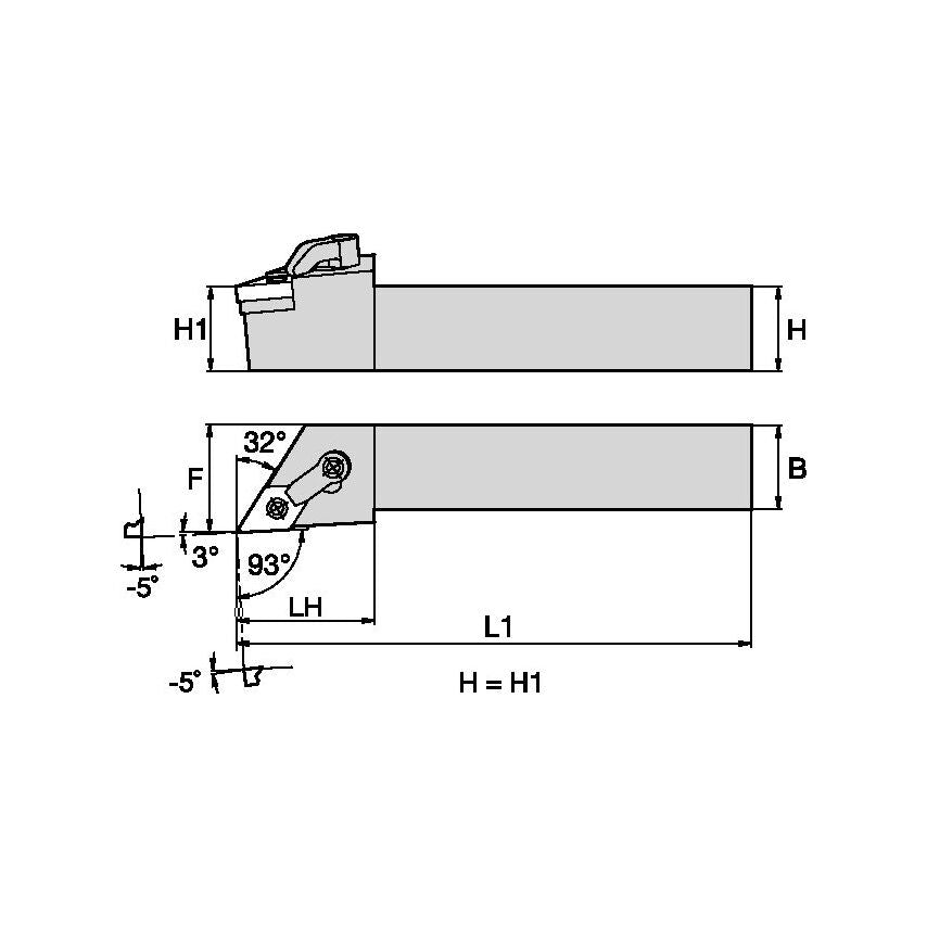 MDJNR1616H11 M Clamping Holder W16, 0MM L100