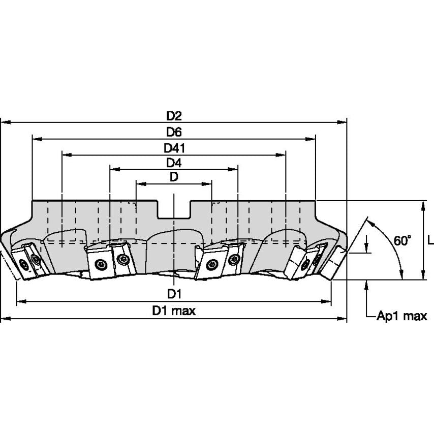 MEGA60D315C10LN22 MEGA 60 Shell Mill D=315 Z=10