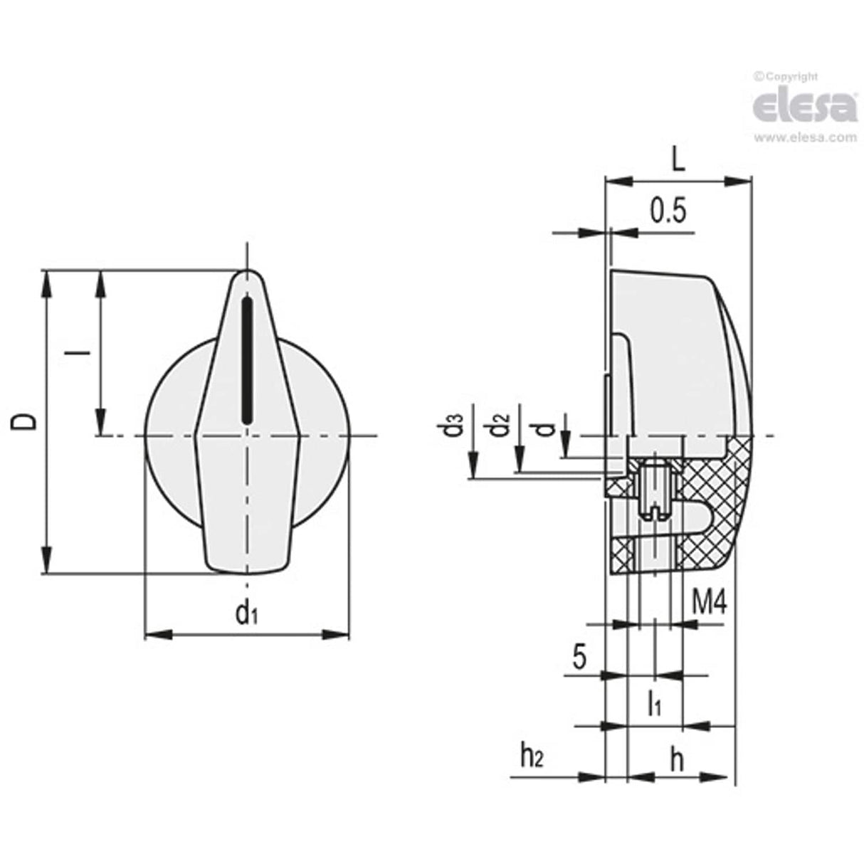 MI204 Control knobs Duroplast MI.204/55 B-6