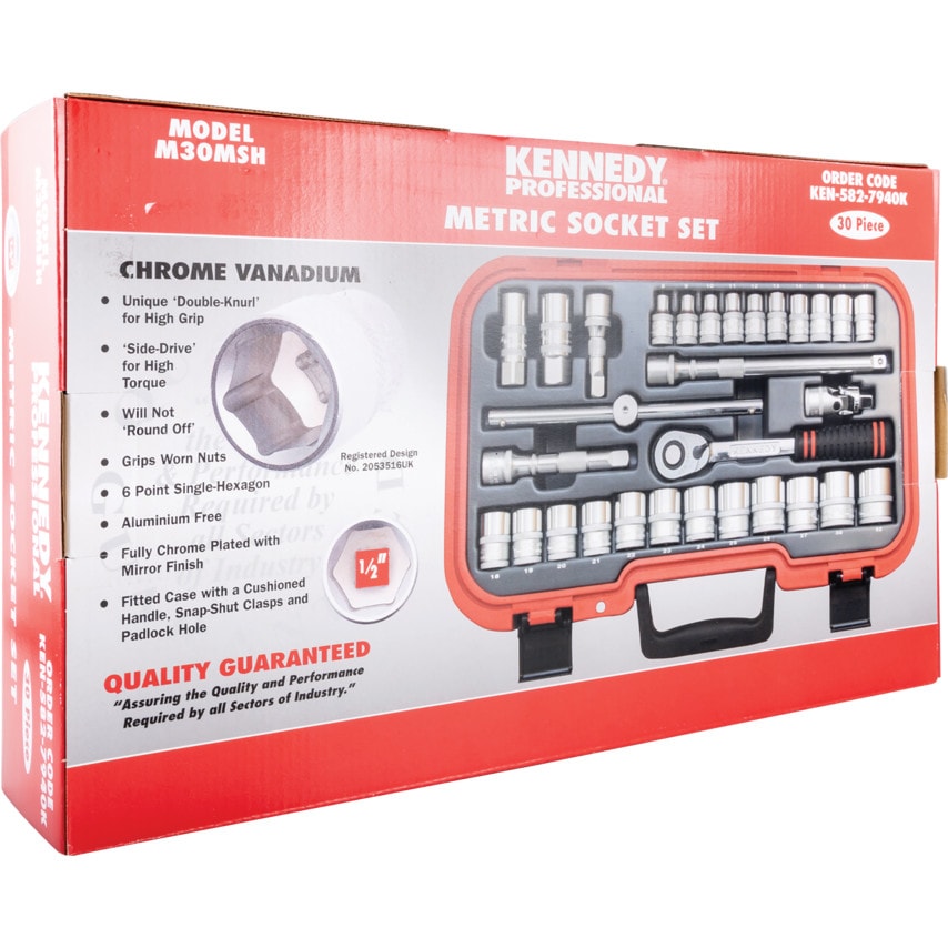 MM Single Hex Socket Set 1/2" Square DR 30 Piece