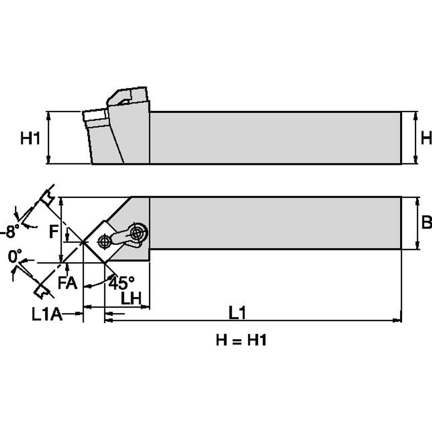 MSSNR2525M12 M Clamping Holder W25, 0MM L150