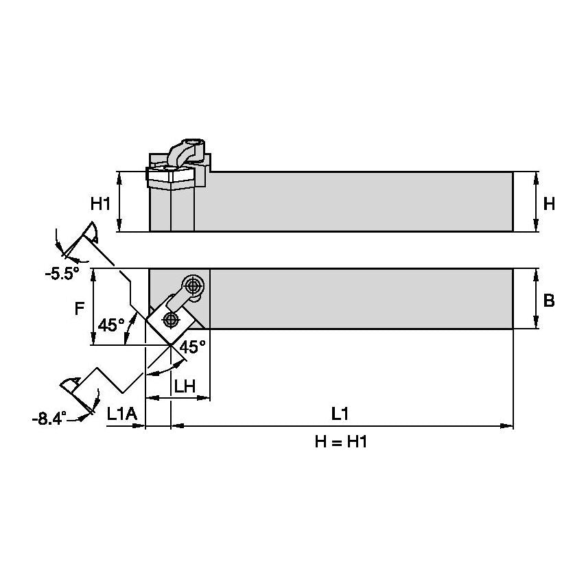 MSZNR2525M12 M Clamping Holder W25, 0MM L150
