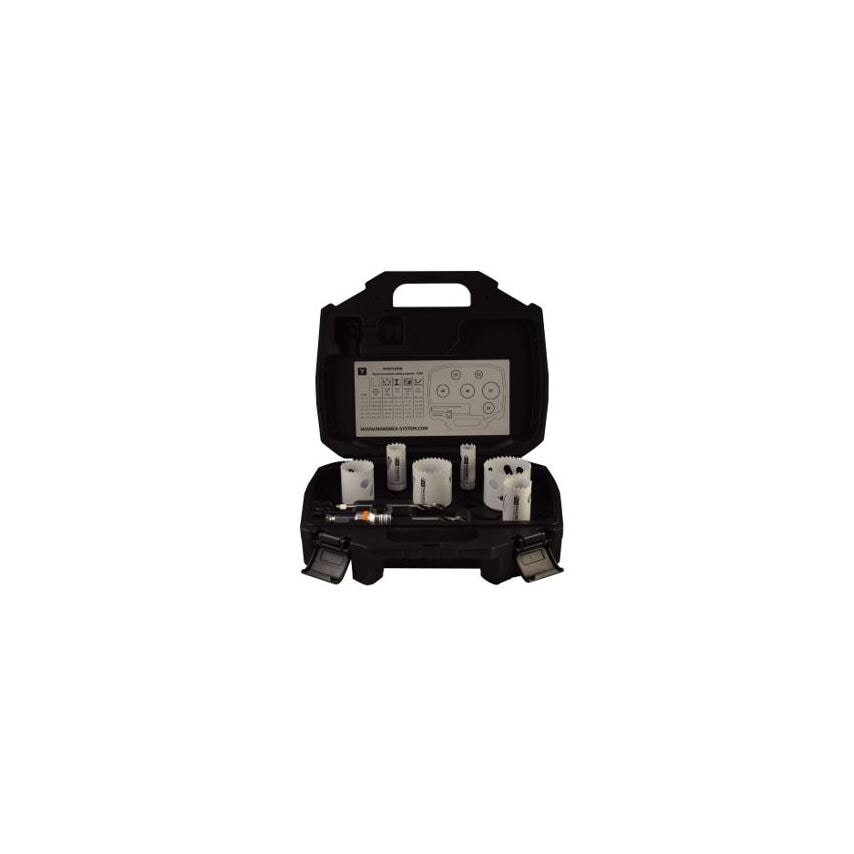 MXqs Plumber Kits - SpeedXcut M42 Bi-Metal 6 Piece Set & Case MXqs arbor with HSS drill (chuck HEX11)