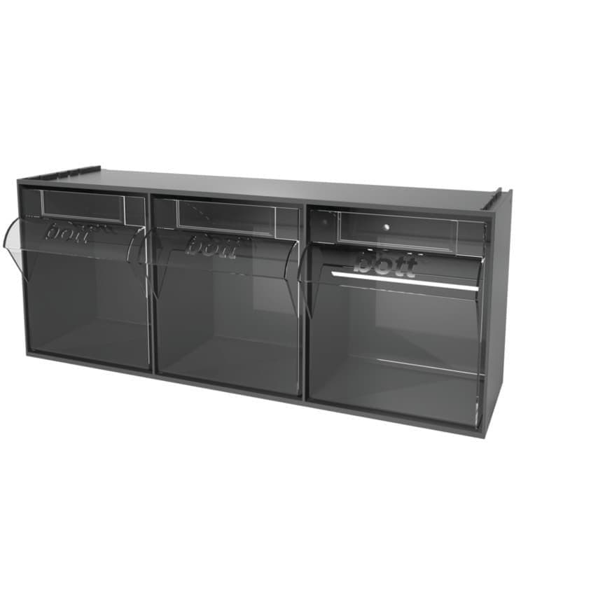 Madia 3 Comp Clear Tilt Storage Boxes - 600 x 200 x 242mm RAL 7016