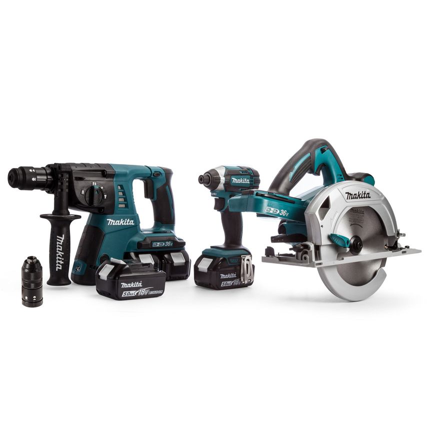 Makita DLX3049PTJ 18/36V 3 Piece Cordless Kit (4 x 5.0Ah Batteries