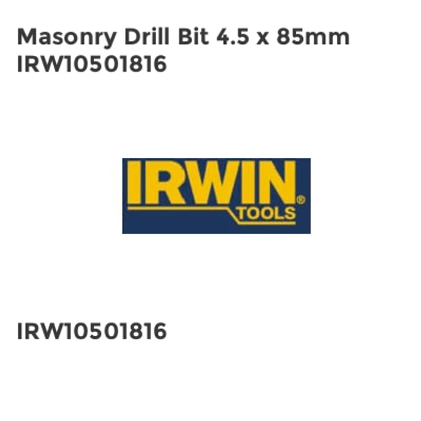 Masonry Drill Bit 4.5 x 85mm IRW10501816