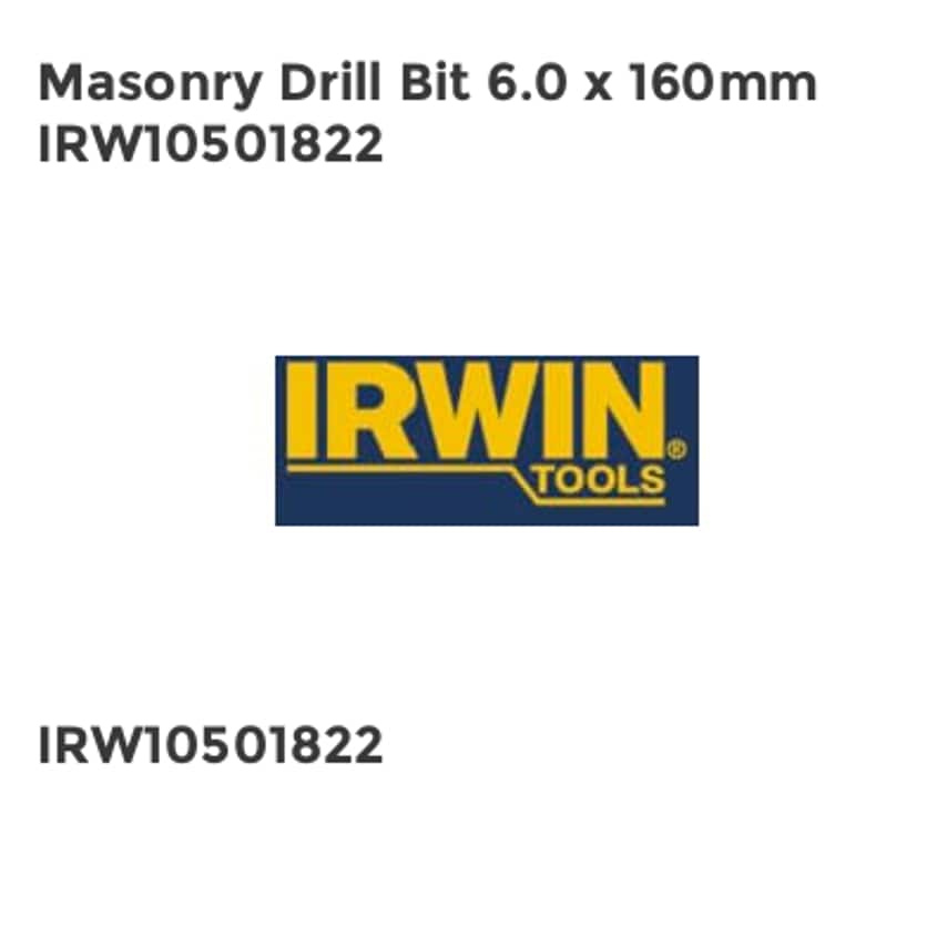 Masonry Drill Bit 6.0 x 160mm IRW10501822