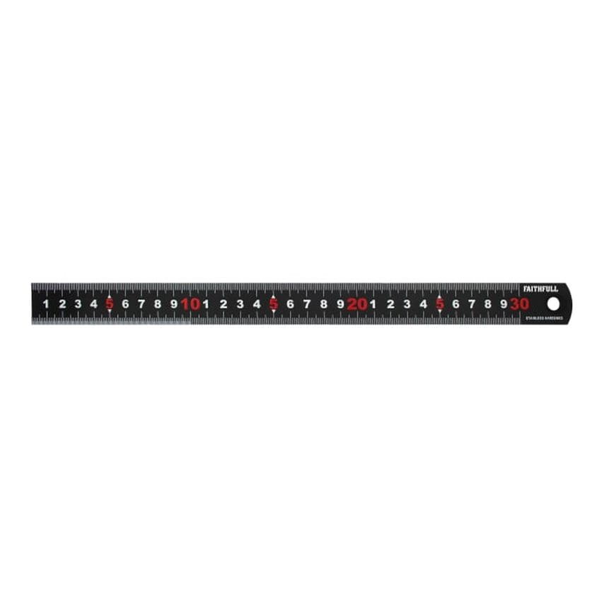 Matt Black Stainless Steel Measuring Rule - 300mm