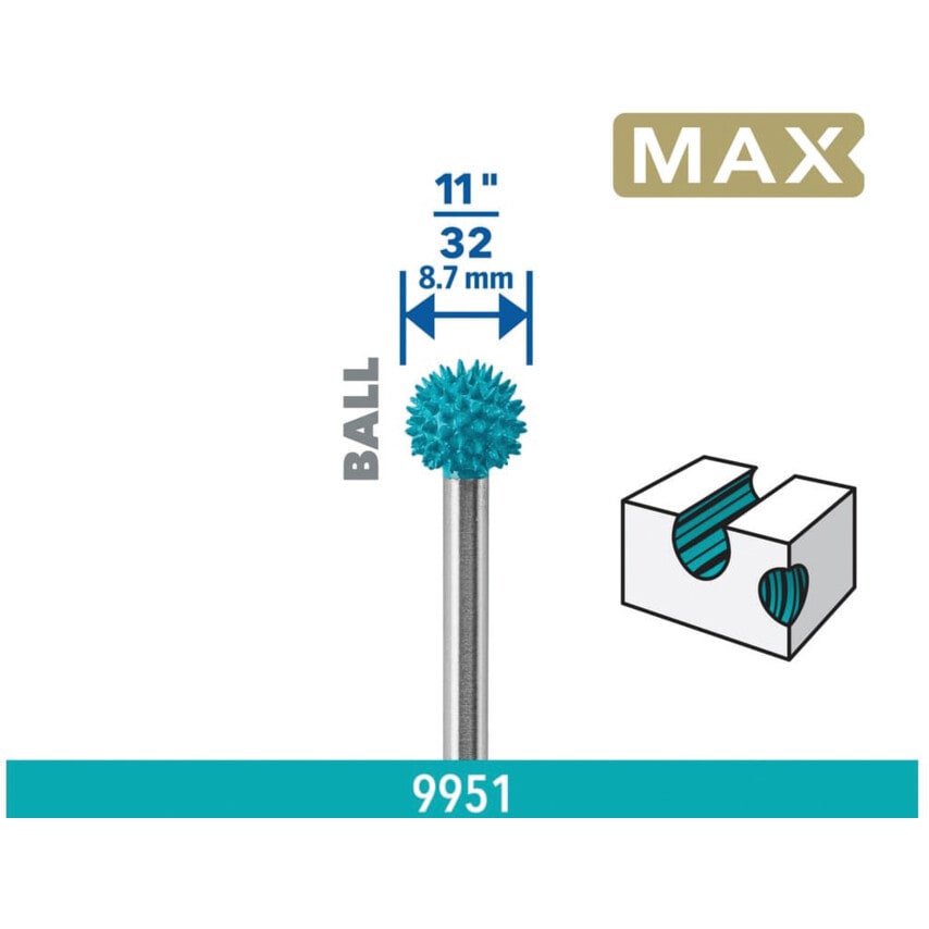 Max 9.0mm Ball Shaped Power Carving Bit 9951