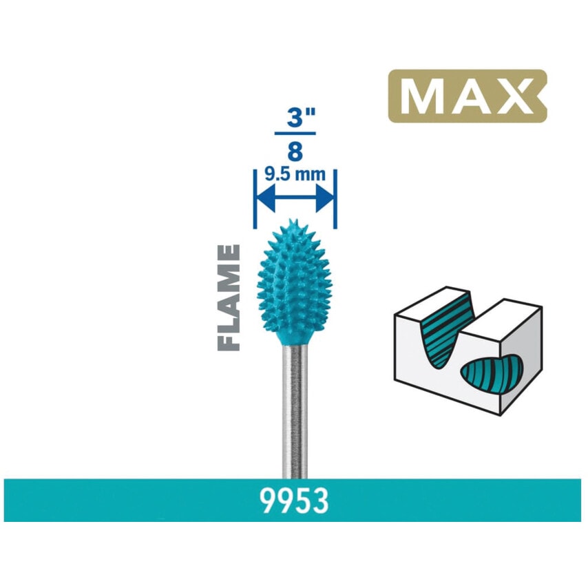 Max 9.5mm Flame Shaped Power Carving Bit 9953