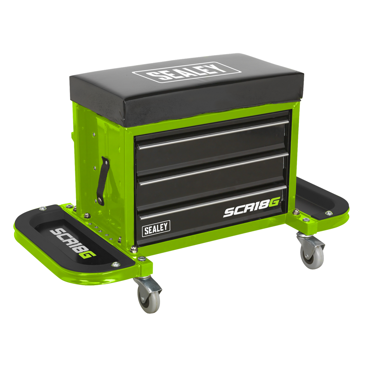Mechanic's Utility Seat & Toolbox - Hi-vis Green