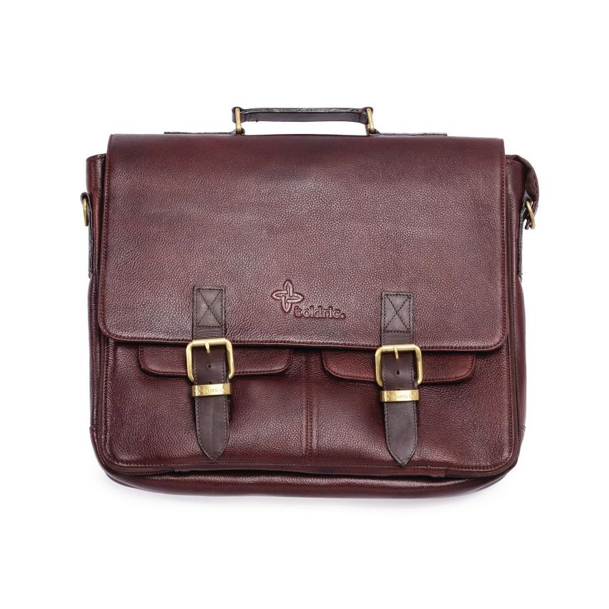 Messenger Leather Knife Bag Brown 10 Slots