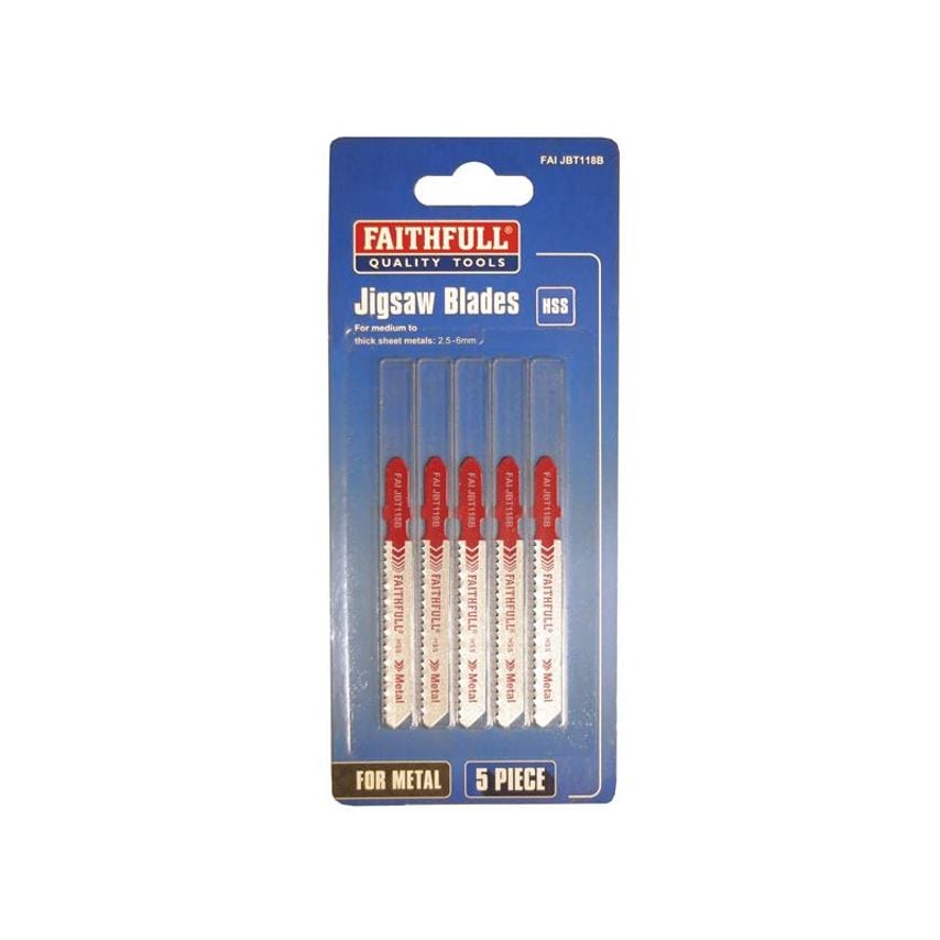 Metal Cutting Jigsaw Blades Pack of 5 T118B FAIJBT118B