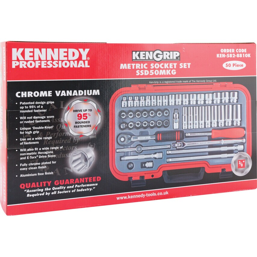 Metric50 Piece Ken-Grip Socket Set 3/8" Square Drive