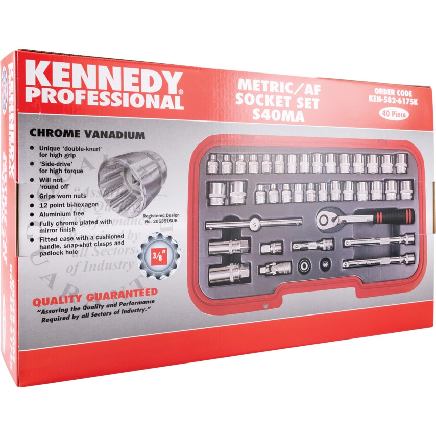Metric/AF40 Piece 3/8" Square DR Socket Set