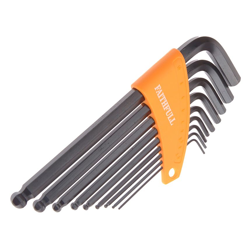 Metric Ball End Long Arm Hexagon Key Set, 9 Piece FAIHKS9MLB
