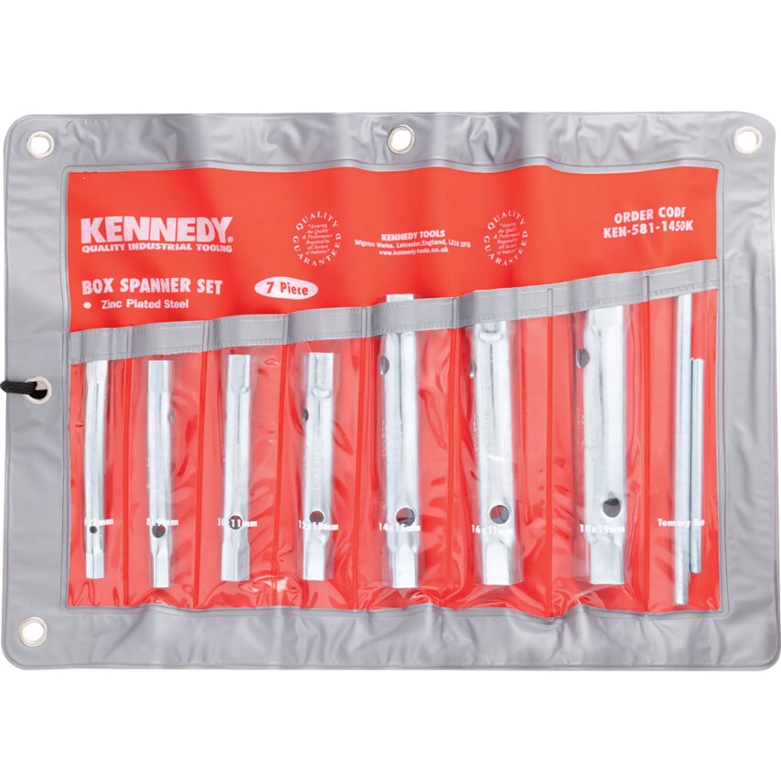 Metric Box Spanner Set, Double End, Steel, Set of 7