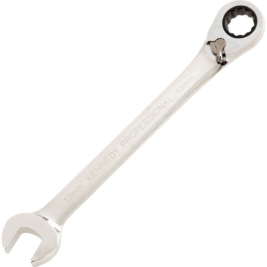 Metric Combination Ratchet Spanner, Fixed Head, Reversible, 13mm