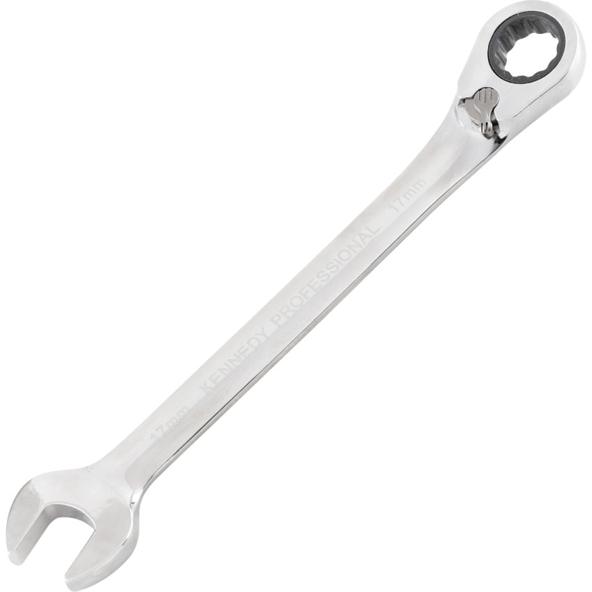 Metric Combination Ratchet Spanner, Fixed Head, Reversible, 17mm