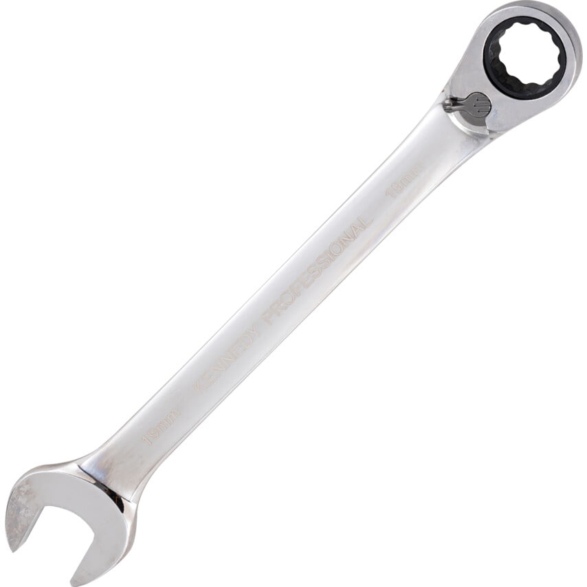 Metric Combination Ratchet Spanner, Fixed Head, Reversible, 18mm