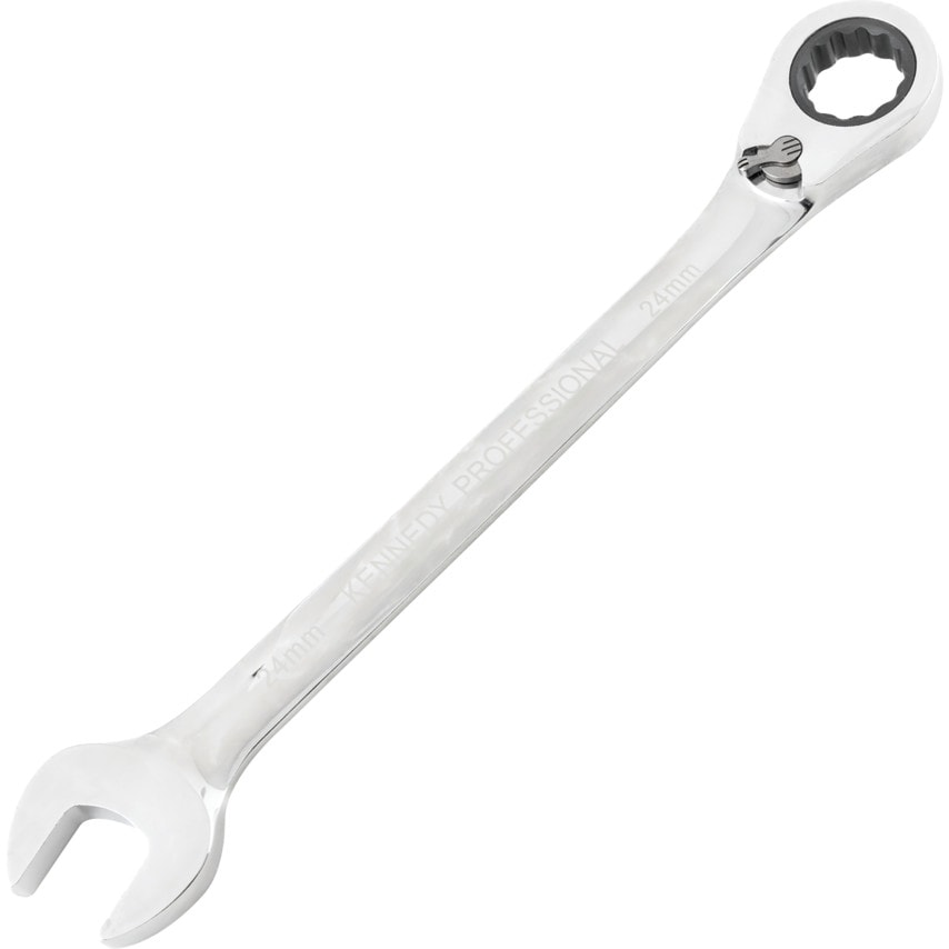 Metric Combination Ratchet Spanner, Fixed Head, Reversible, 24mm