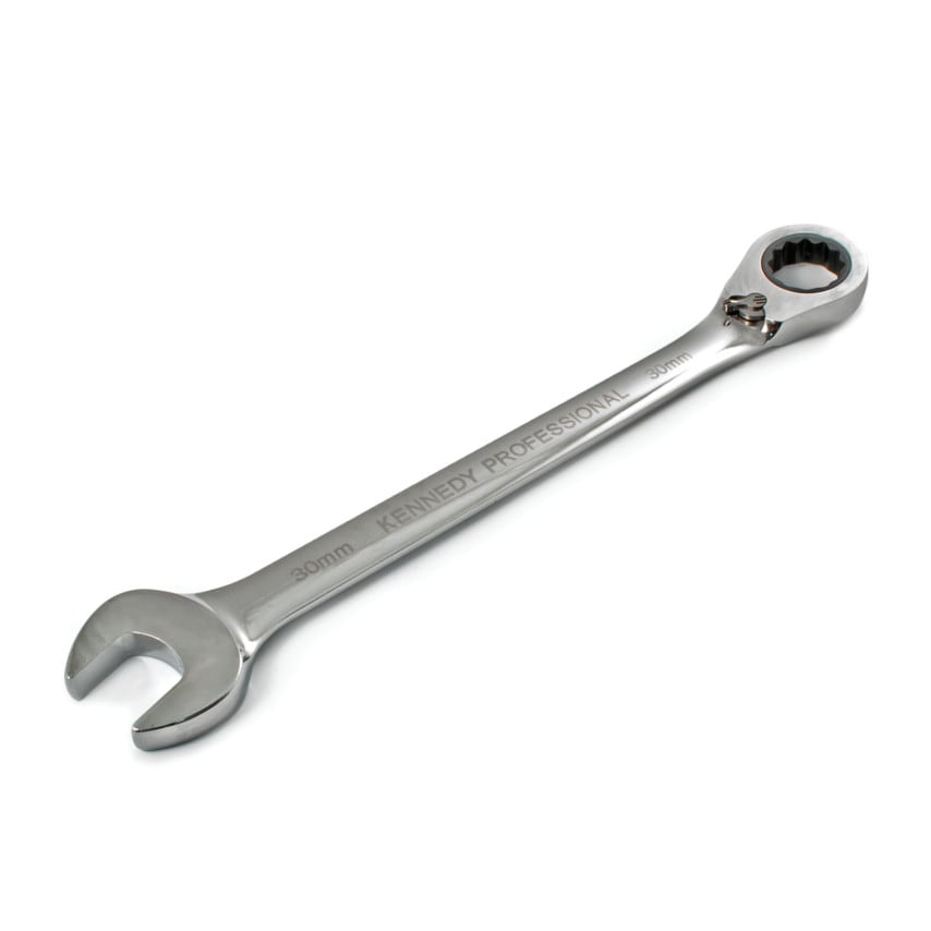 Metric Combination Ratchet Spanner, Fixed Head, Reversible, 30mm