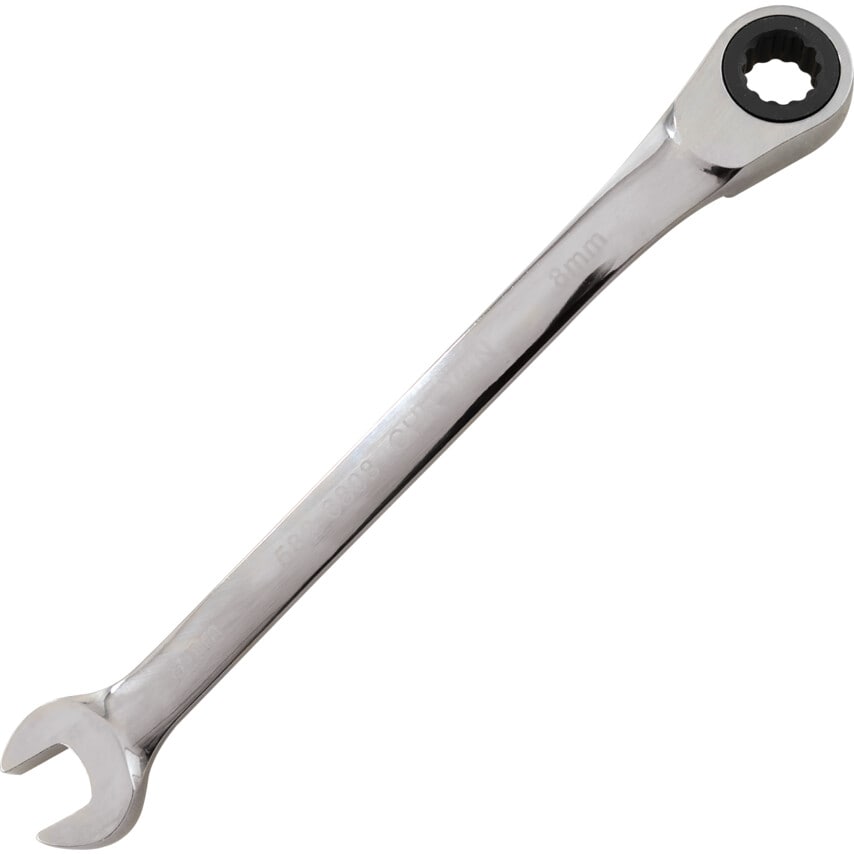Metric Combination Ratchet Spanner, Fixed Head, Reversible, 8mm