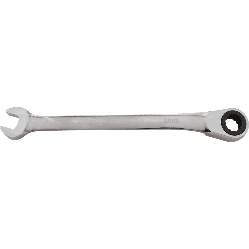Metric Combination Ratchet Spanner, Fixed Head, Reversible, 8mm