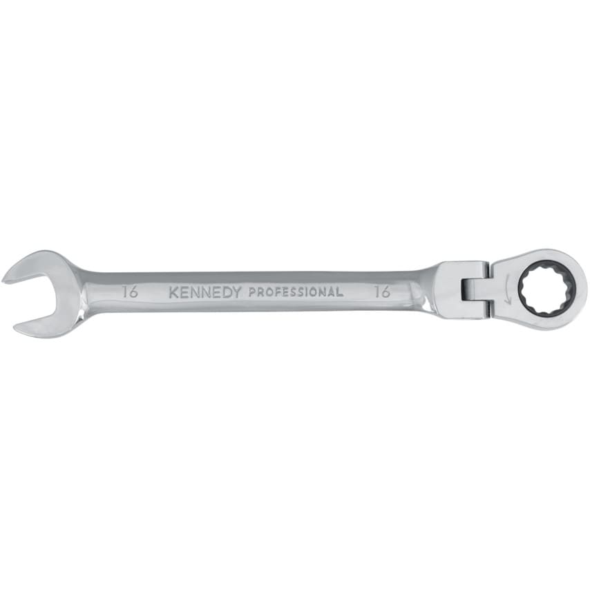 Metric Combination Ratchet Spanner, Flexible Head, 16mm