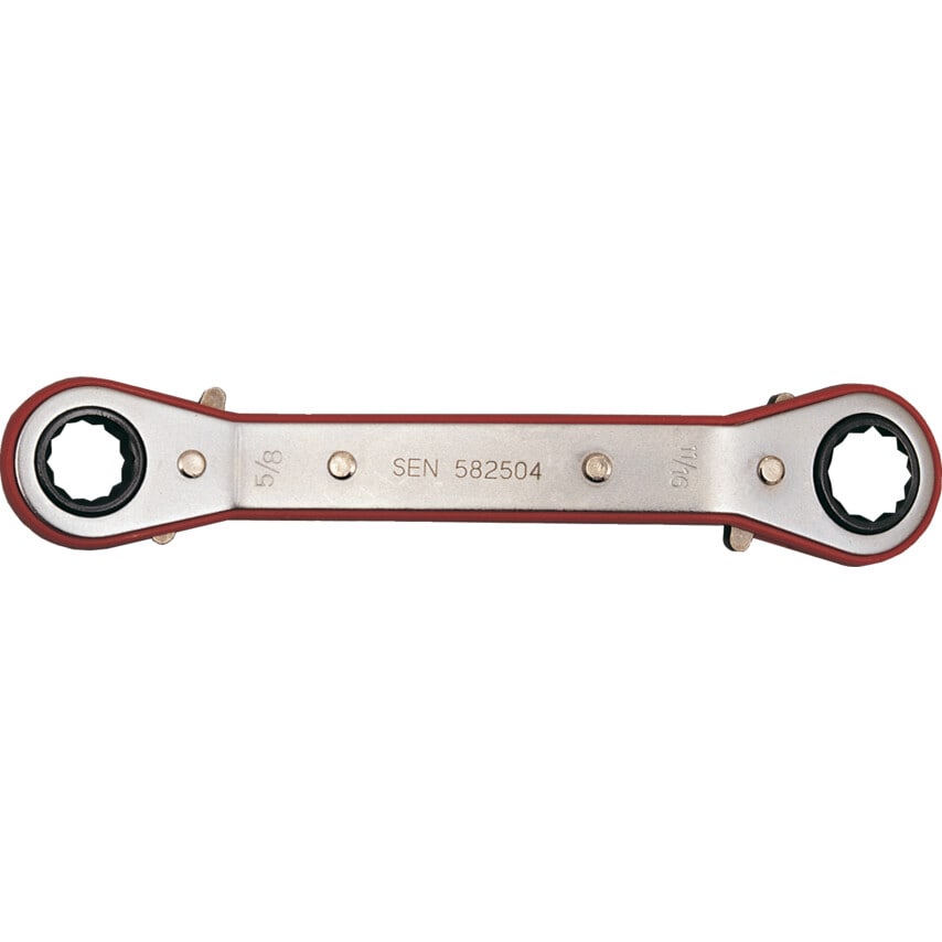 Metric Double End Ring Ratchet Spanner, Chrome Vanadium Steel, 12 Points, 7mm x 9mm