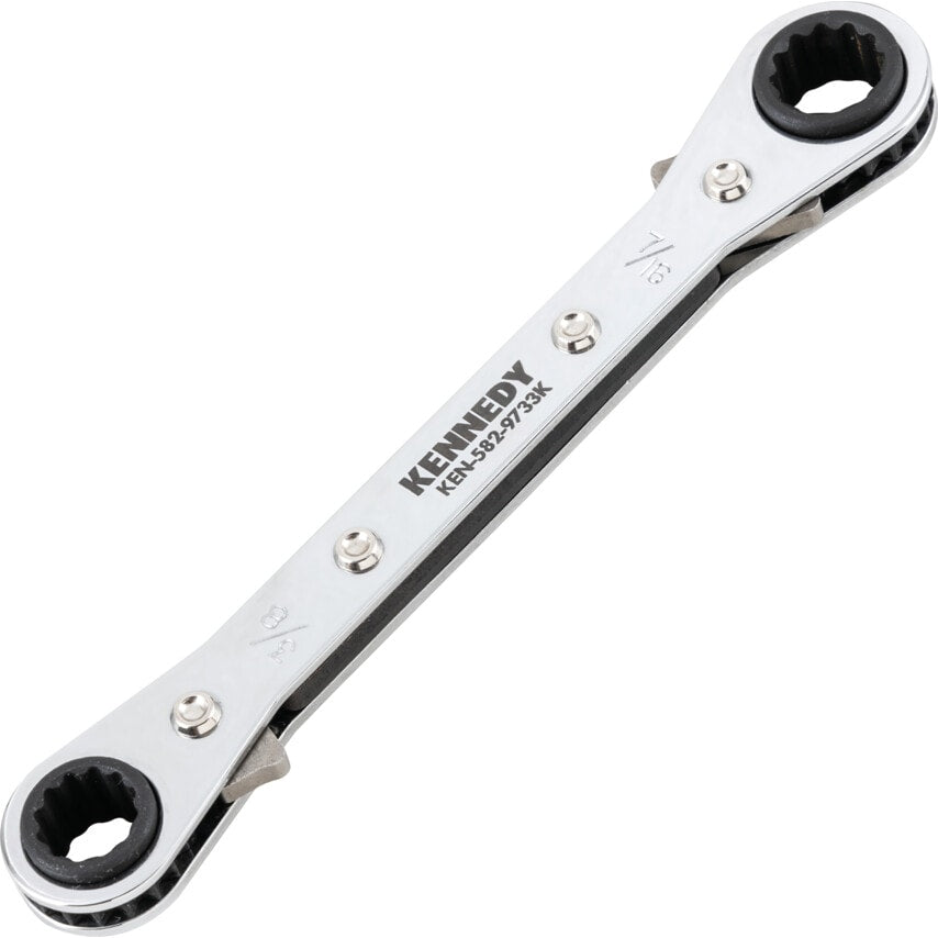 Metric Double End Ring Ratchet Spanner, Chrome Vanadium Steel, Reversible, 21mm x 22mm
