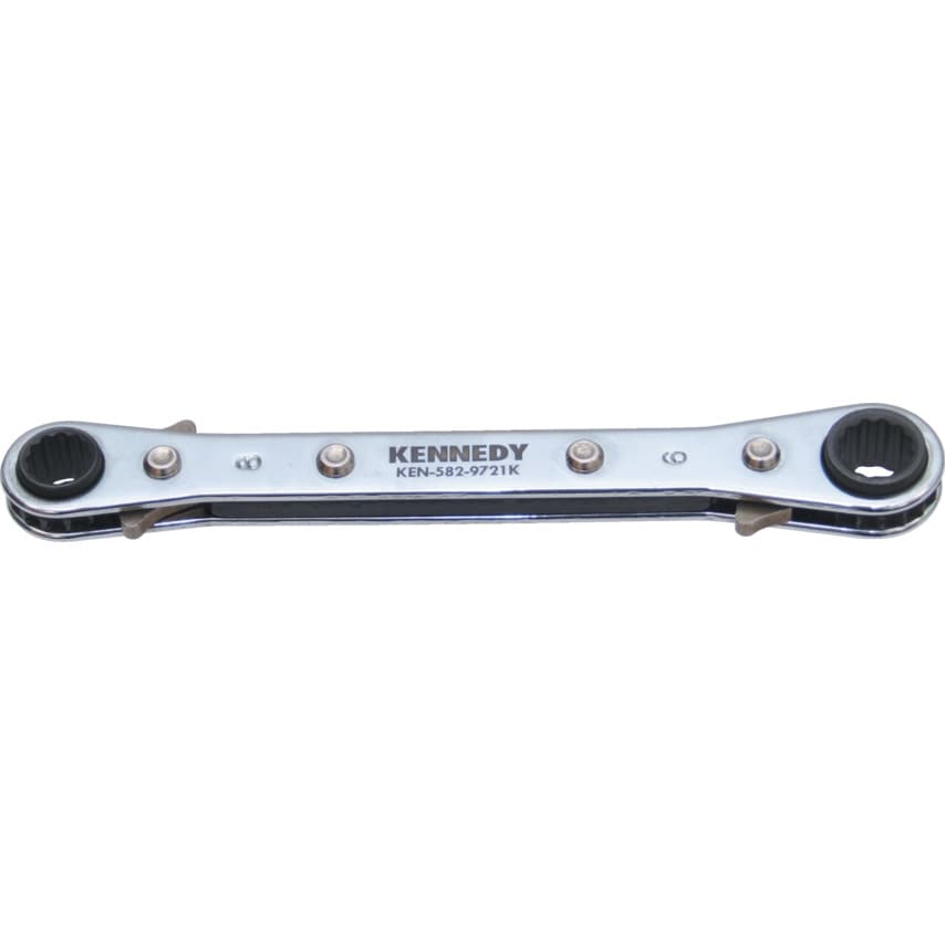 Metric Double End Ring Ratchet Spanner, Chrome Vanadium Steel, Reversible, 8mm x 9mm