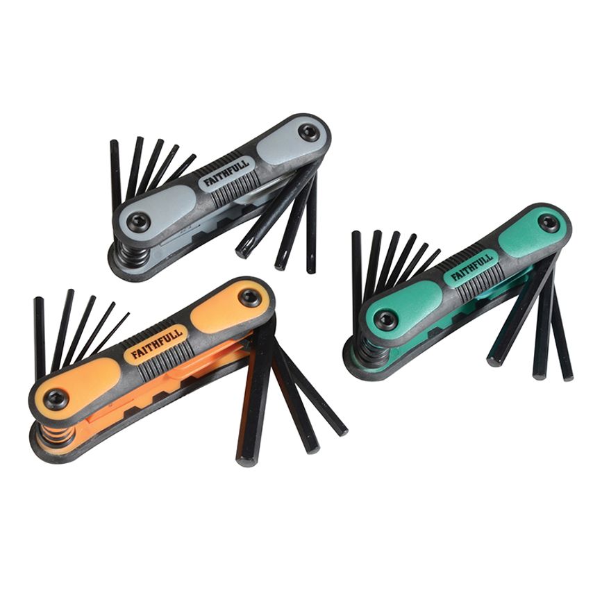 Metric, Imperial & TORX Folding Hexagonal Key Set, 25 Piece FAIHKSTRIPLE