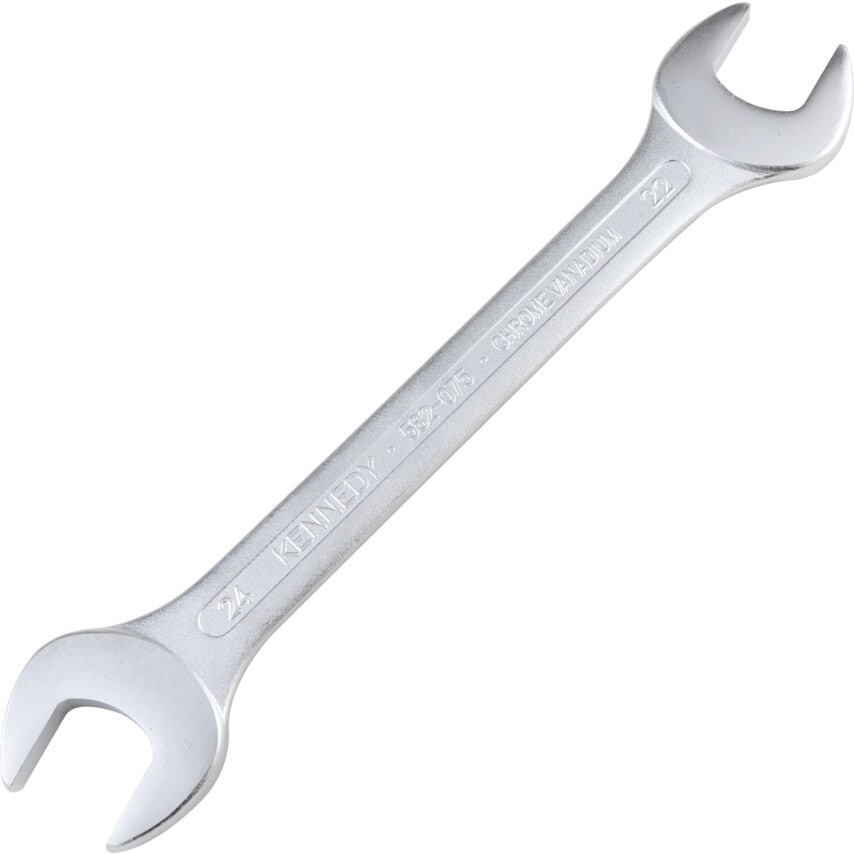 Metric Open Ended Spanner, Double End, Chrome Vanadium Steel, 22mm x 24mm
