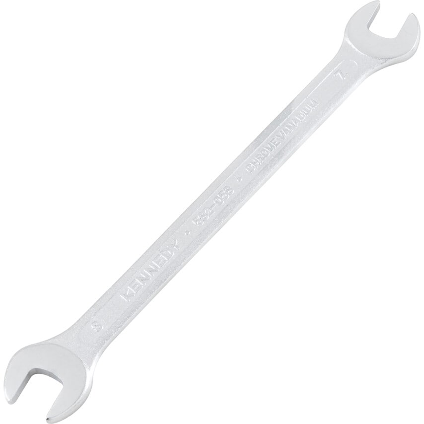 Metric Open Ended Spanner, Double End, Chrome Vanadium Steel, 7mm x 8mm