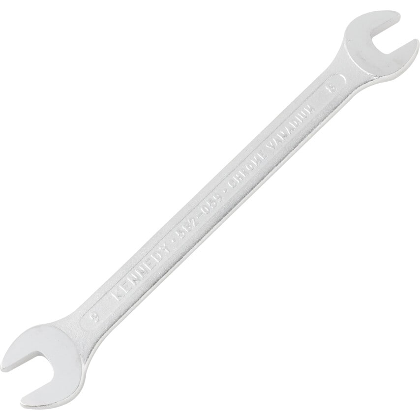 Metric Open Ended Spanner, Double End, Chrome Vanadium Steel, 8mm x 9mm