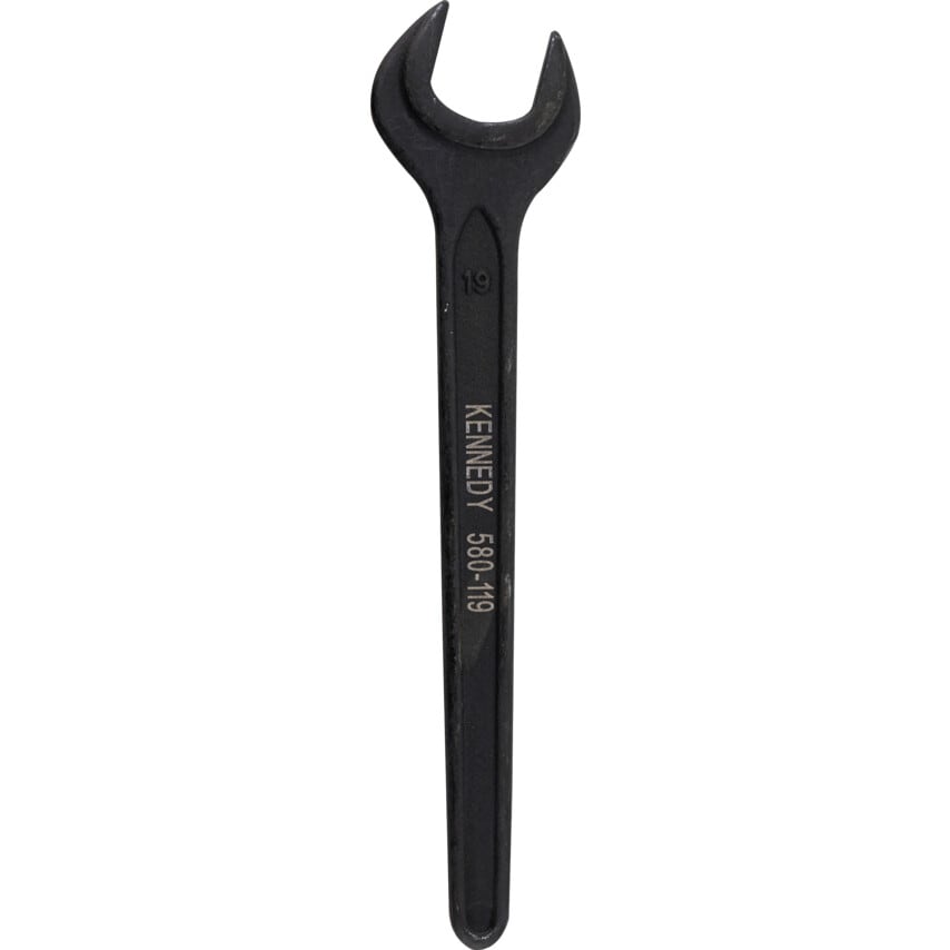 Metric Open Ended Spanner, Single End, Vanadium Steel, 19mm