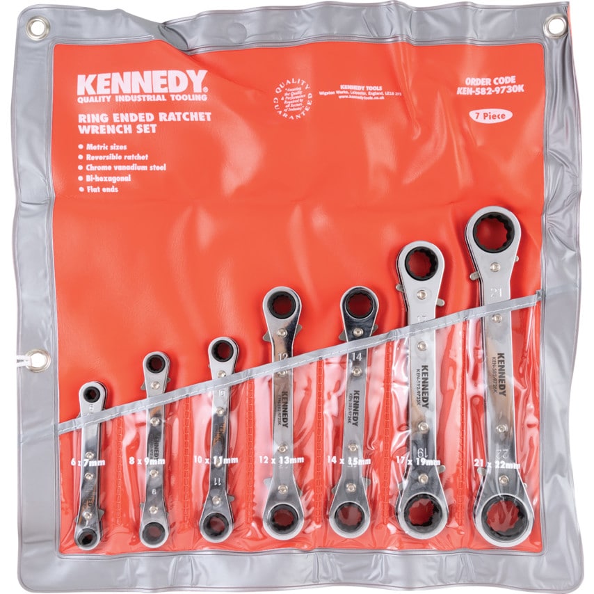Metric Ratchet Spanner Set, 6 - 22mm, Set of 7