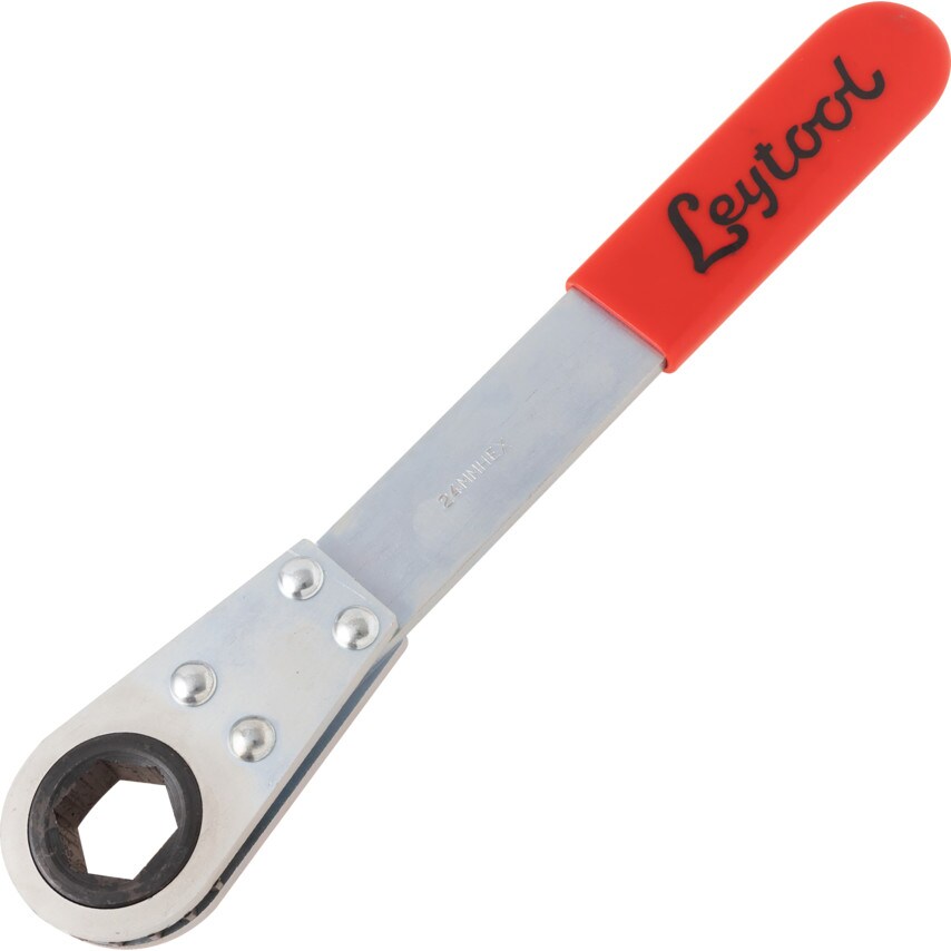 Metric Single End Ring Ratchet Spanner, Carbon Steel, 6 Points, 24mm