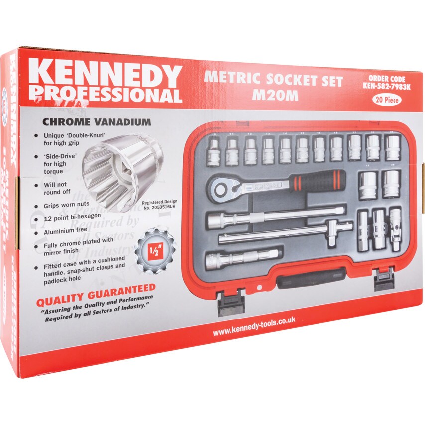 Metric Socket Set20 Piece 1/2" Square Drive