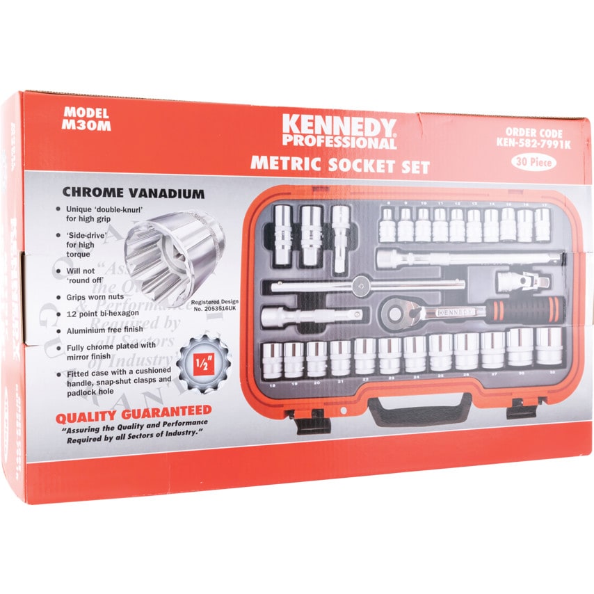 Metric Socket Set30 Piece 1/2" Square Drive