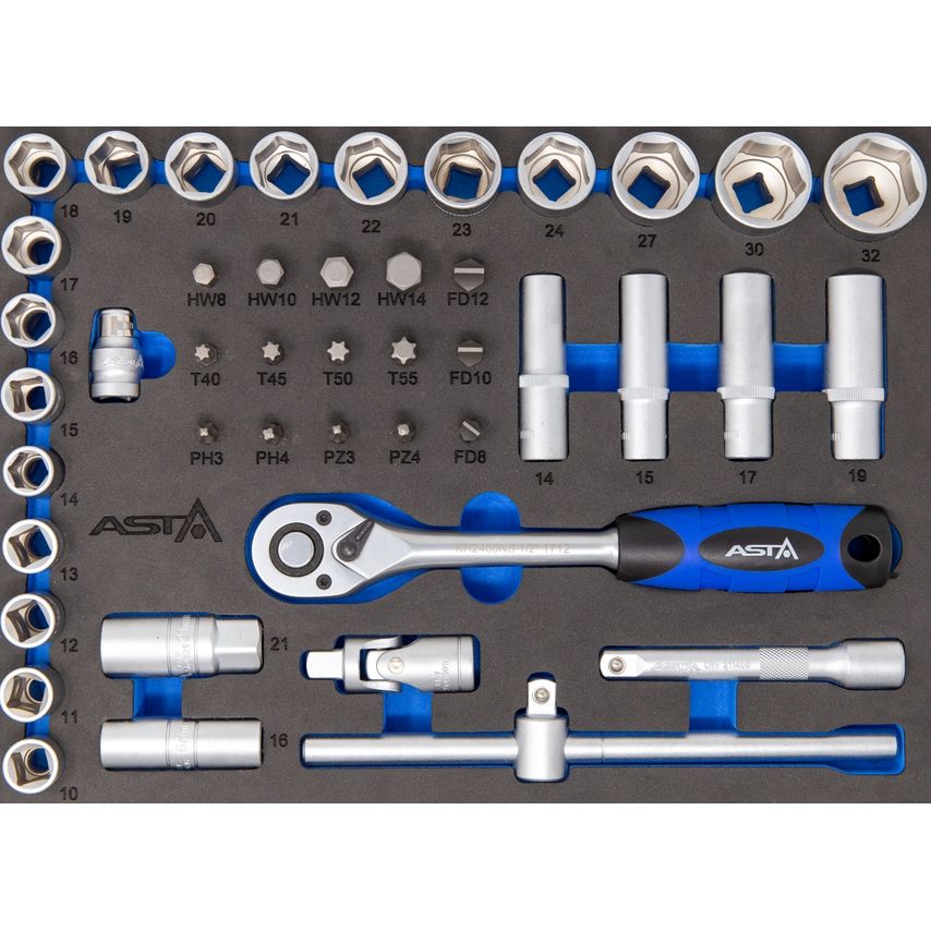 Metric Socket Set 1/2" Drive In EVA Insert Foam Hex Star/Torx Insert Bits