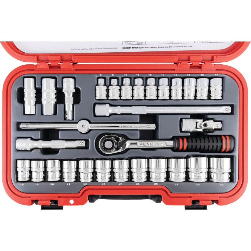 Metric Socket Set, 1/2" Square Drive, 30 Piece Set